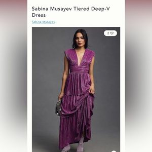 Sabina musayev purple tiered gown maxi size medium